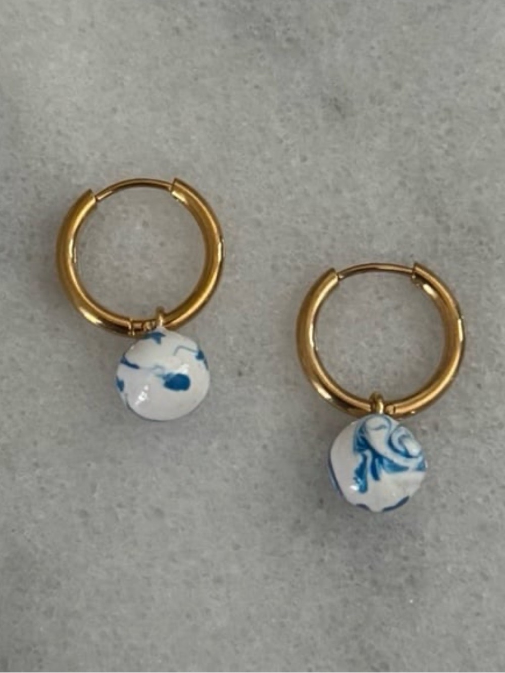 Gold Blue Oriental Beaded Dangle Hoop Earrings 

Brand New

Gold Plated